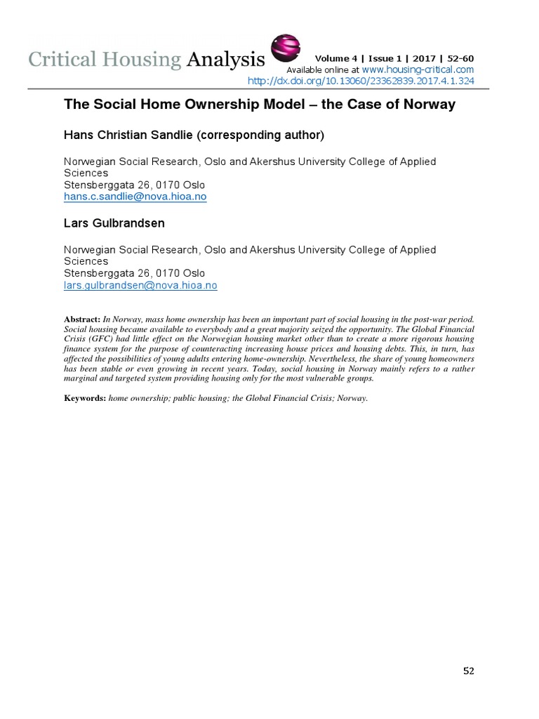 06 The Social Home Ownership Model The Case of Norway 1 PDF Public