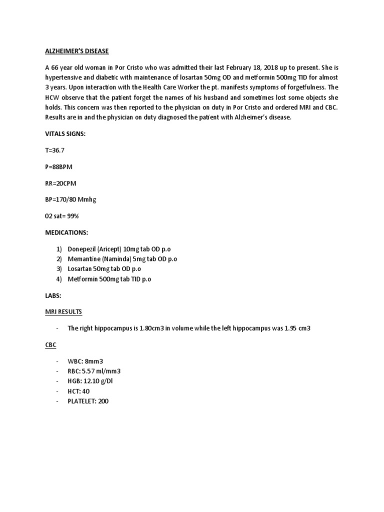Case Scenarios | PDF | Osteoporosis | Dementia