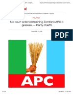 No Court Order Restraining Zamfara APC Con Gresses - Party Chieftain