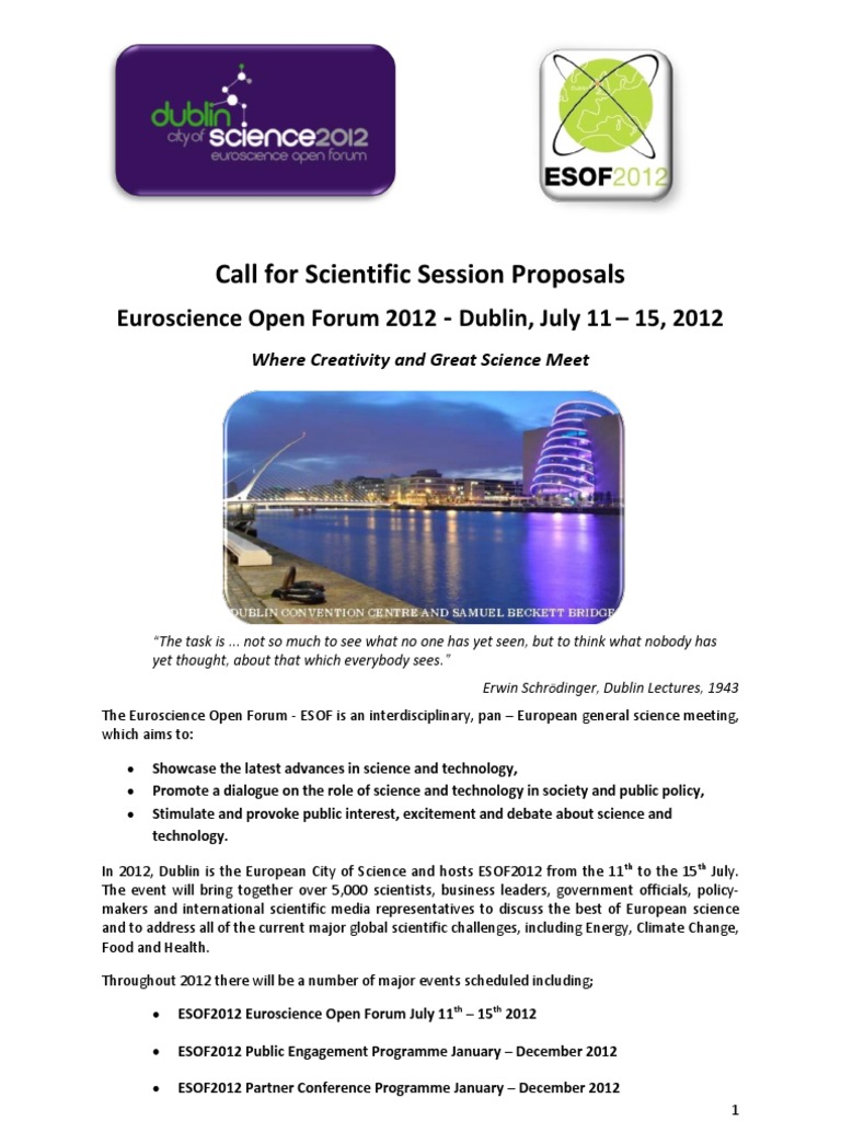 ESOF2012 Scientific Call | PDF | Science | Sustainability