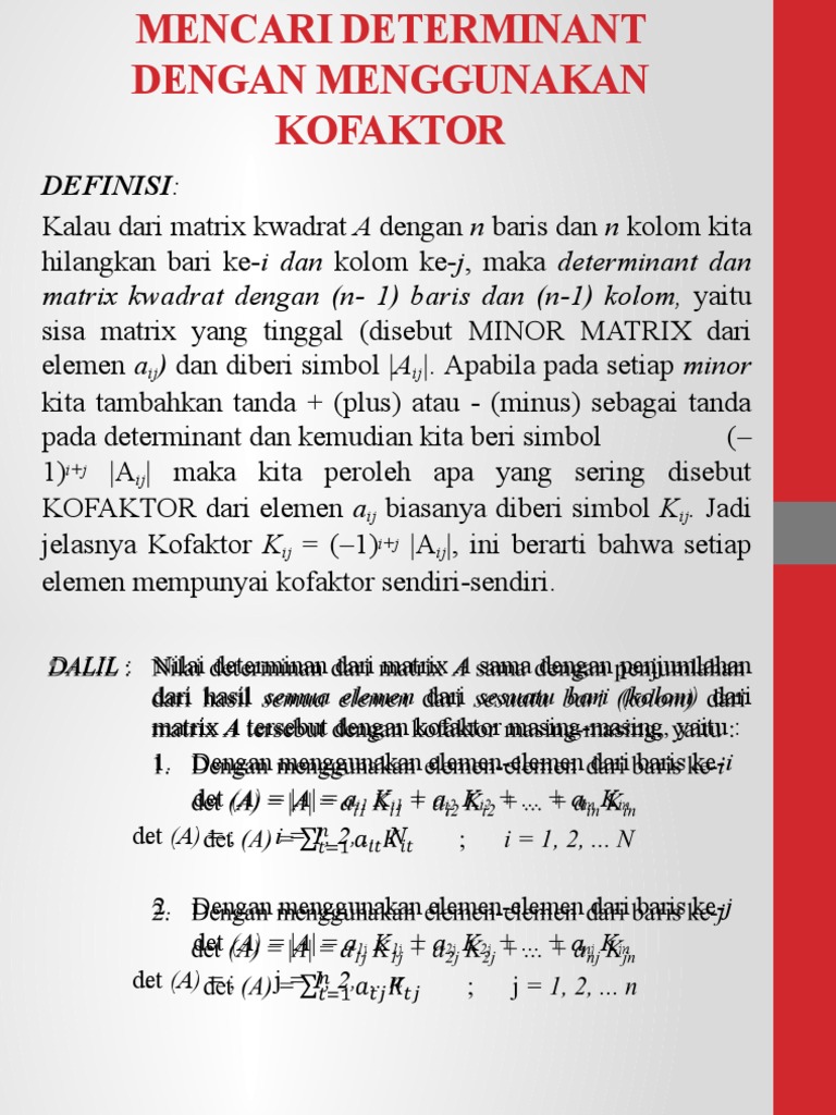 Determinan Matriks dengan Kofaktor | PDF | Metode & Bahan Ajar