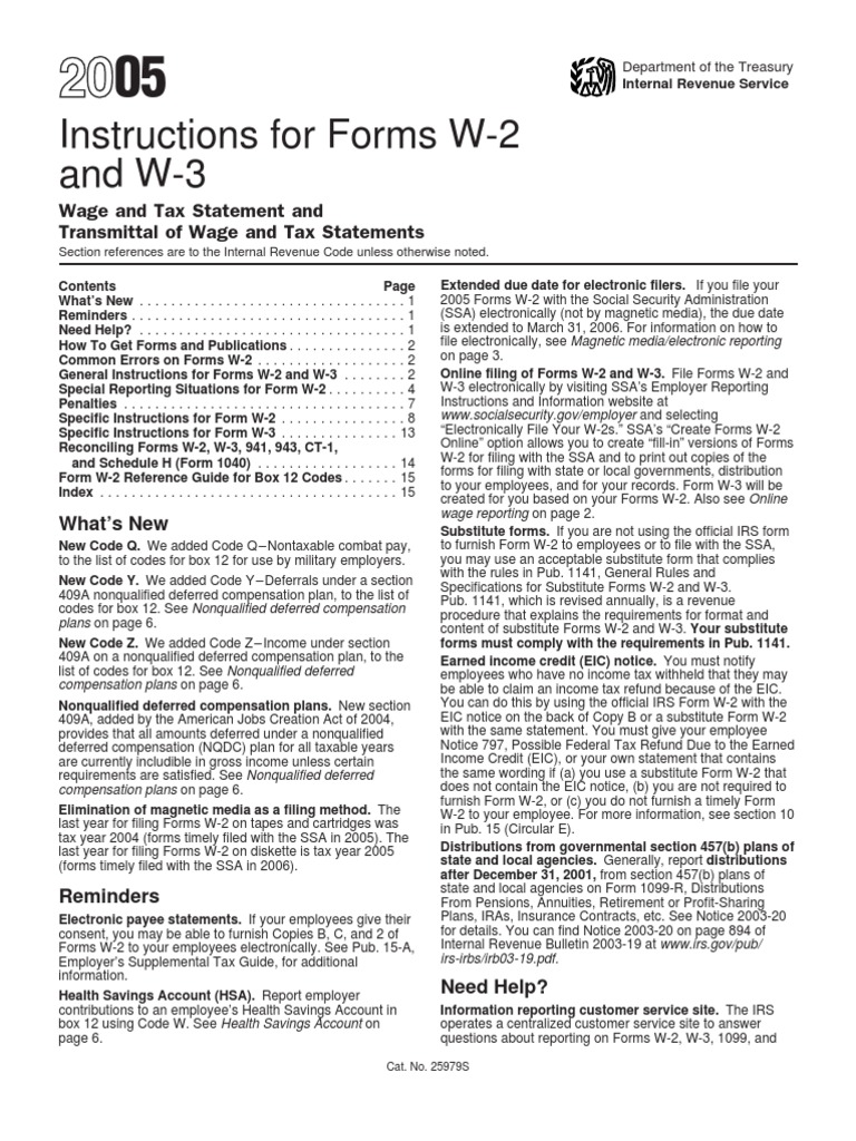 2005 IRS W-2 and W-3 Filing Instructions | PDF | Irs Tax Forms | Social ...