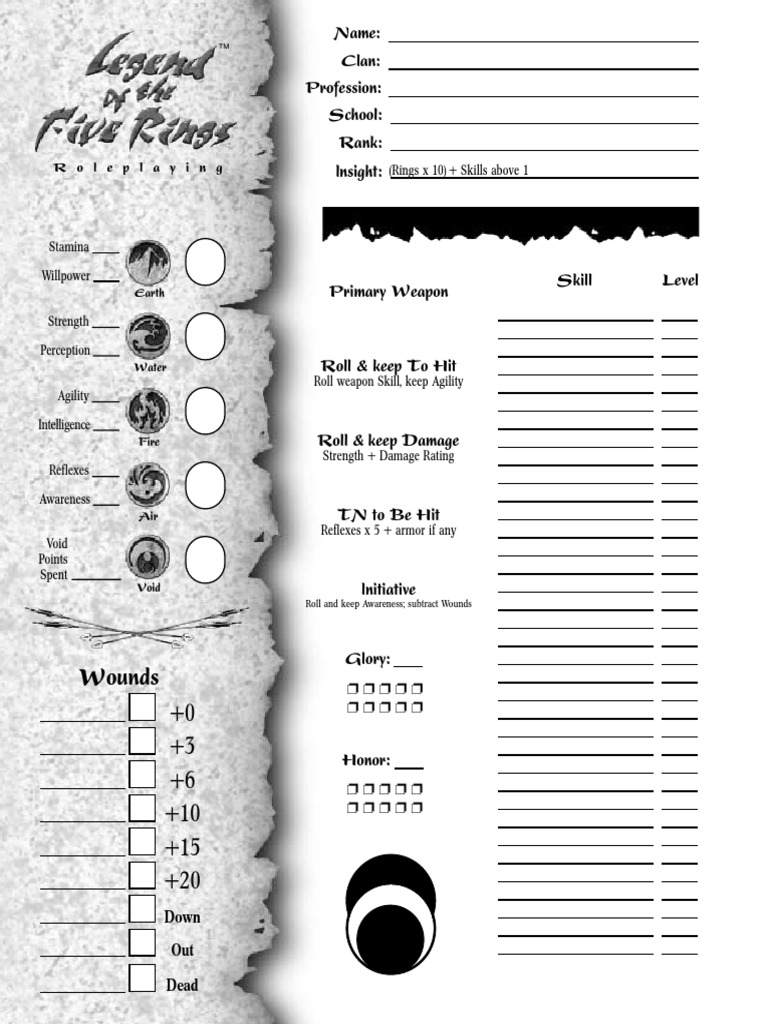 Character Sheet L5R | PDF