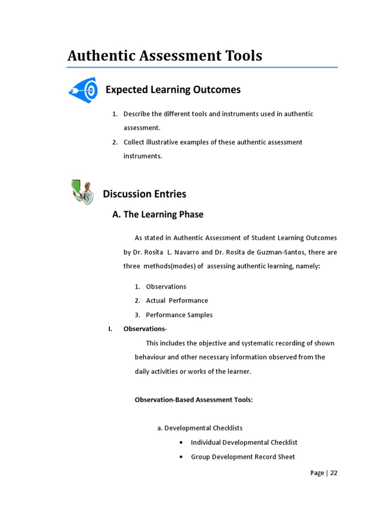 Authentic Assessment Tools Overview | PDF | Educational Assessment ...