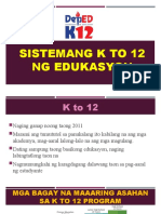 Sistemang K To 12 NG Edukasyon