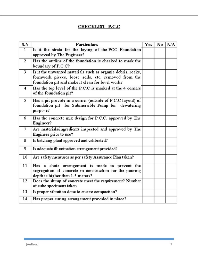 Checklist PCC PDF