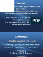 Seminar 2: 1. Definition of Worldview, Types & Components