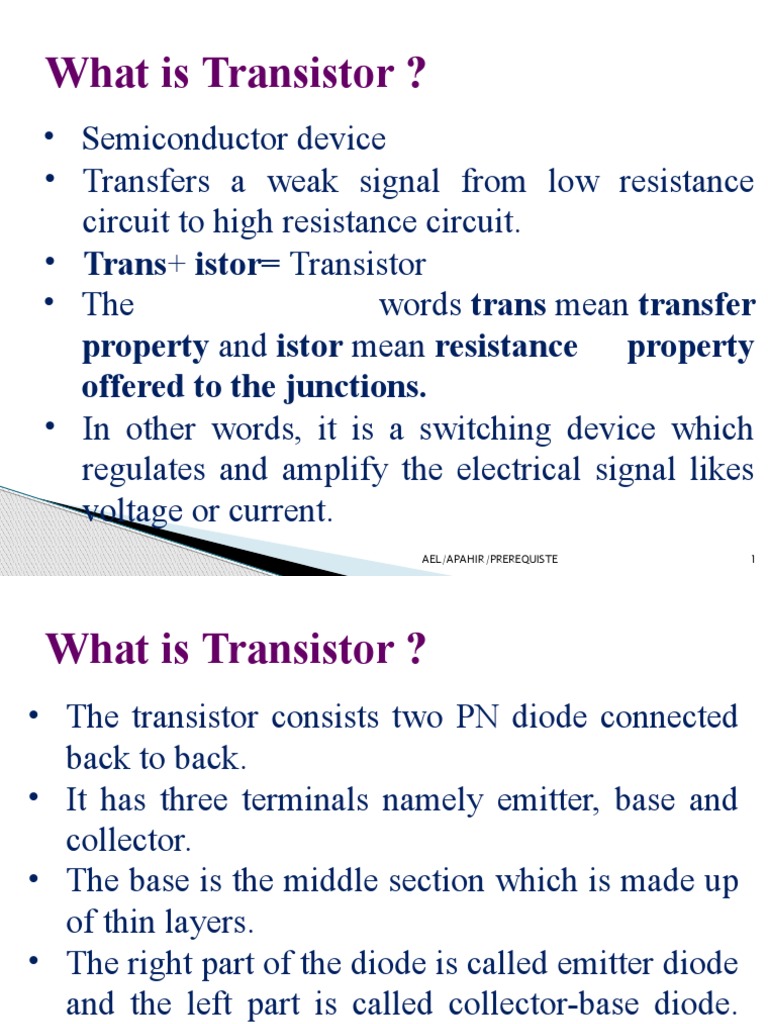 What Is Transistor ? Property and Istor Mean Resistance Property
