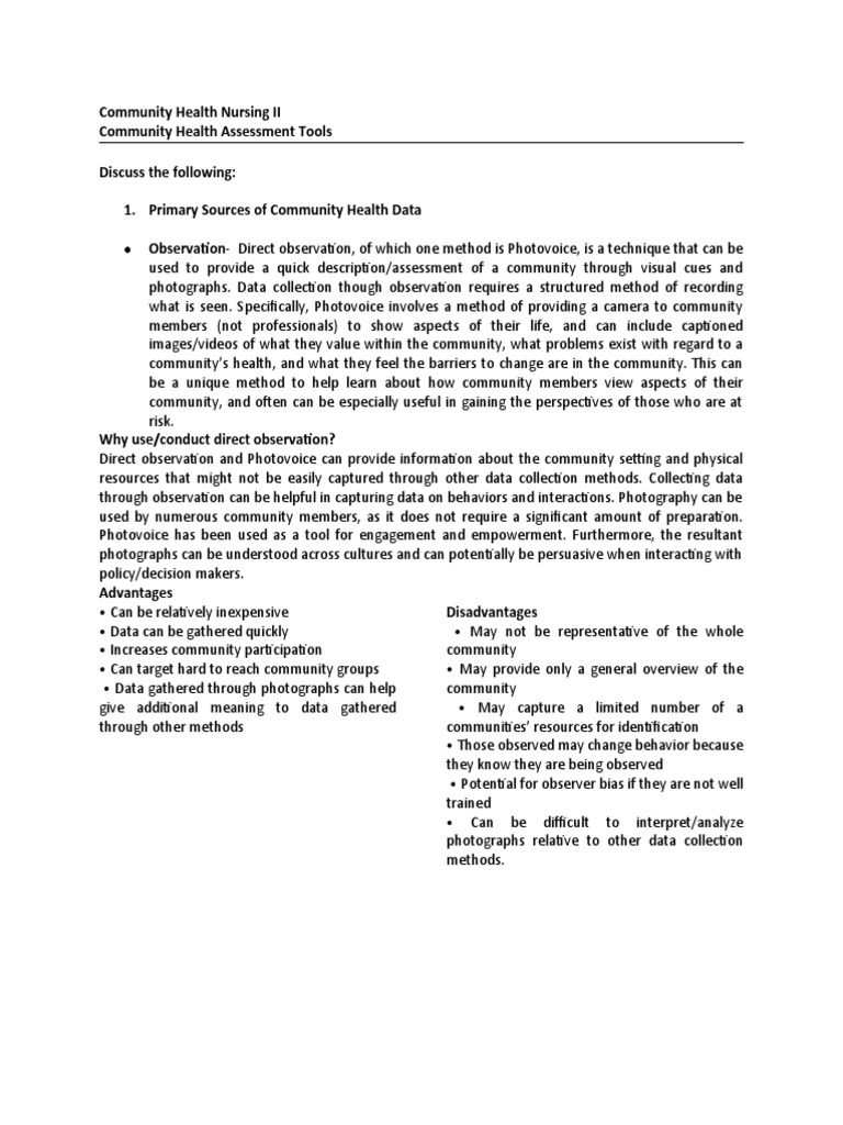 Community Health Assessment Tools) PDF Survey Methodology Interview