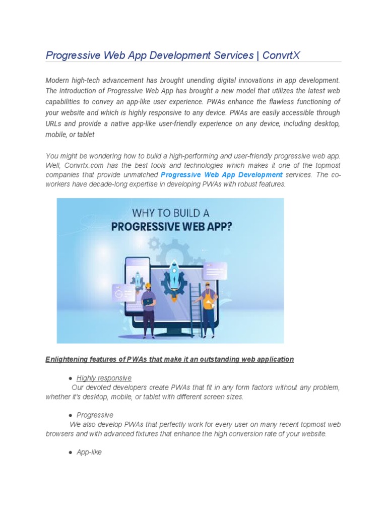 Progressive Web App Development Services - ConvrtX | PDF | Web ...