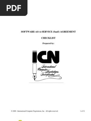 SaaS Agreement Checklist 080509 v2