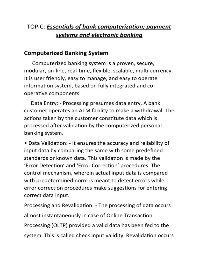 Essentials of Bank Computerization Payment Systems and Electronic Banking PDF Online Banking