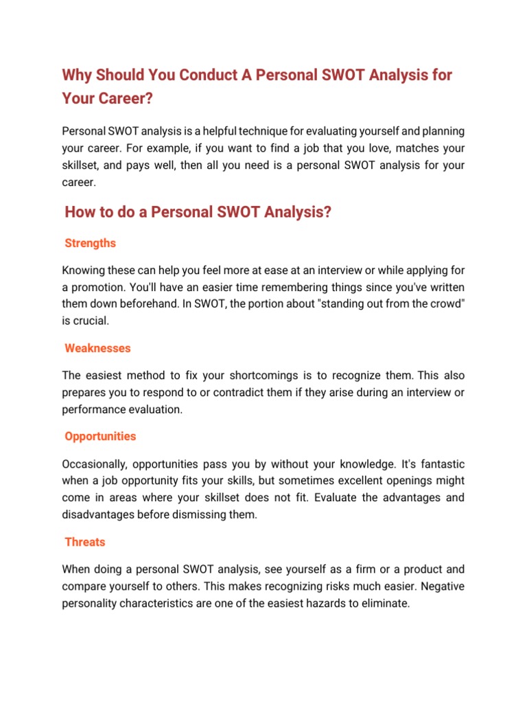 Shellye - Why Should You Conduct A Personal SWOT Analysis For Your ...