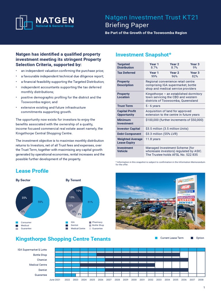 Natgen Investment Trust Overview: KT21 | PDF | Investing | Lease