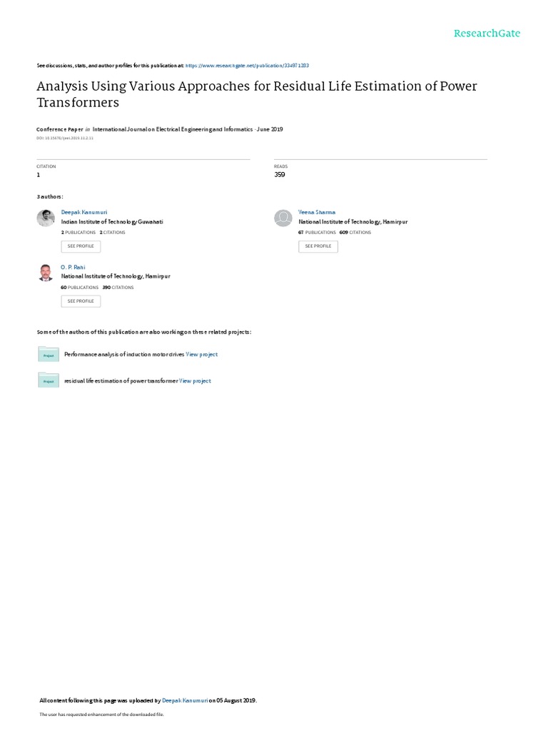 Power Transformer Life Estimation | PDF | Transformer | Water