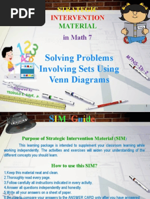 Solving Problems Involving Sets Using Venn Diagrams G7 SIM