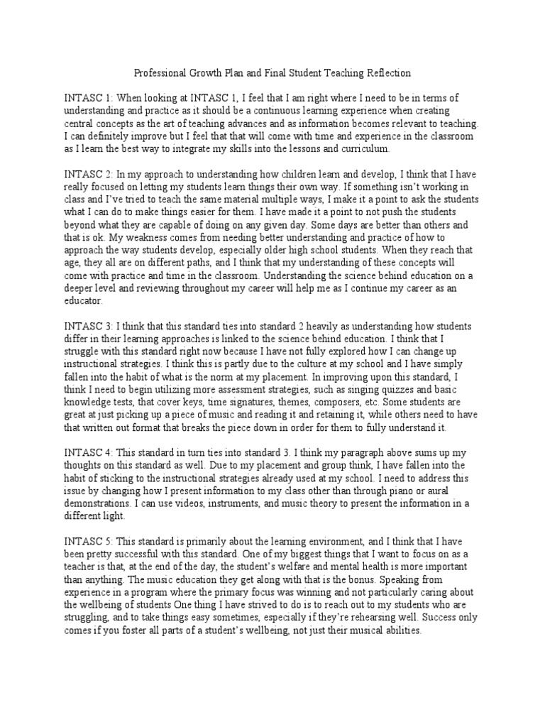Professional Growth Plan Essay | PDF | Curriculum | Understanding