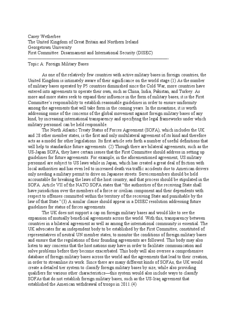 UK Position on Military Bases and CPERS | PDF | Geneva Conventions ...