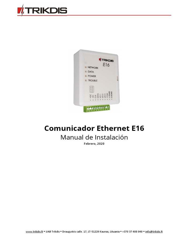 Trikdis E16 | Descargar gratis PDF | Dirección IP | Contraseña