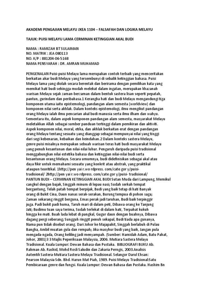 Puisi Melayu Trdsnl Pdf