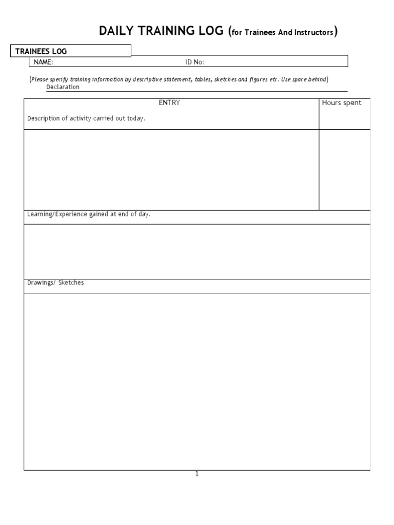 Daily Log For Trainees and Insrructors | PDF