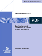 Ansi/I - 98.00.01-2002: Qualifications and Certification of Control System Technicians