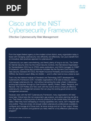 Cisco and the NIST Cybersecurity Framework Effective Cybersecurity Risk Management