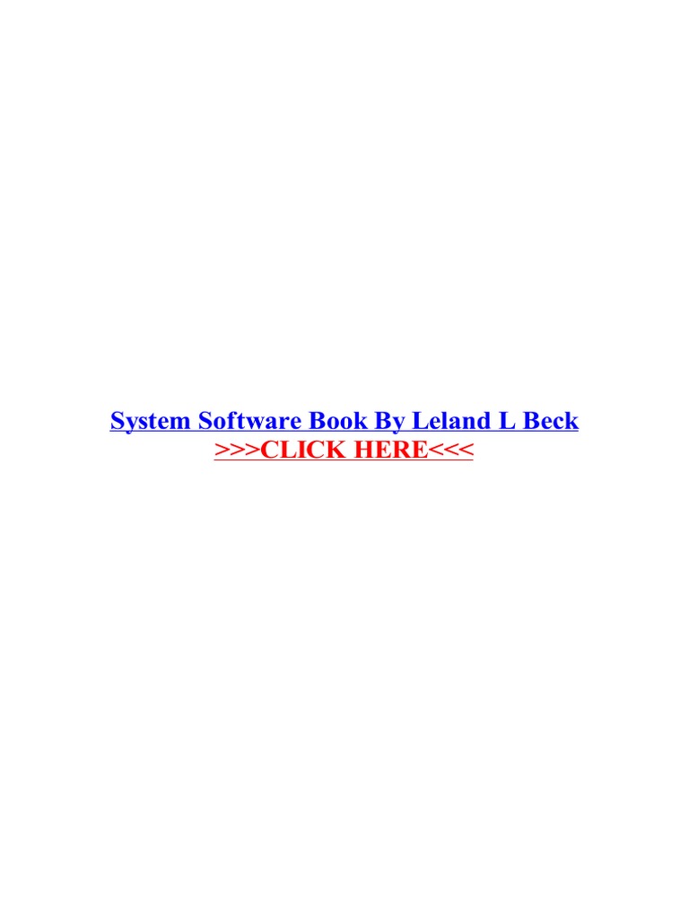 System Software Book by Leland L Beck Download Free PDF Textbook