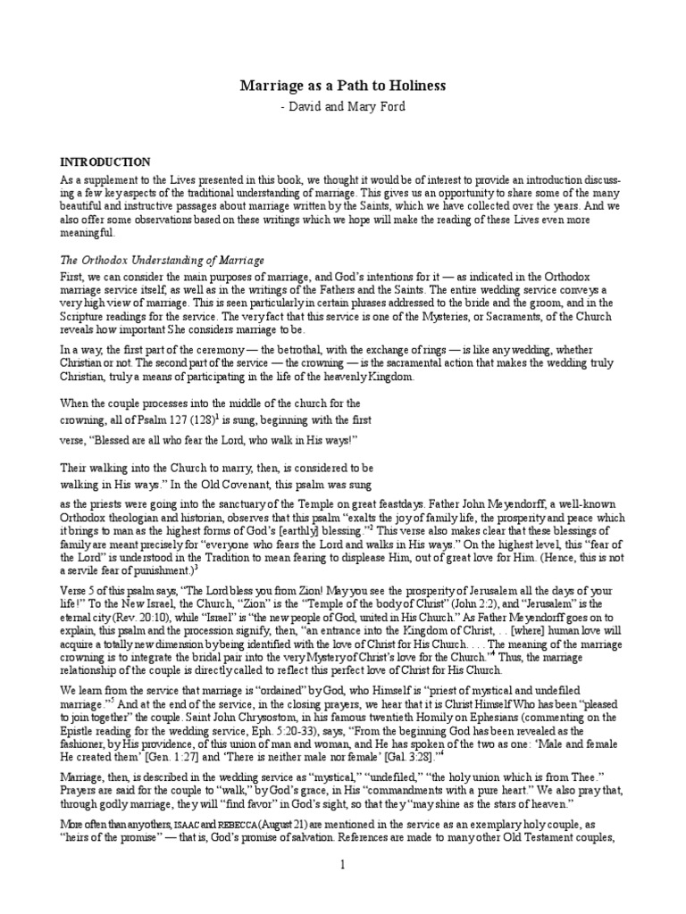 Marriage As A Path To Holiness: - David and Mary Ford | PDF | Chastity ...