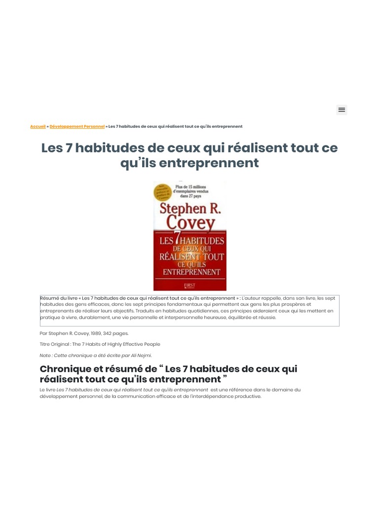 Les 7 habitudes de ceux qui réussissent | PDF | la perception | La nature
