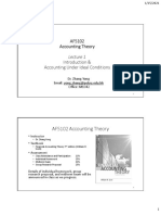 AF5102 Accounting Theory Introduction & Accounting Under Ideal Conditions