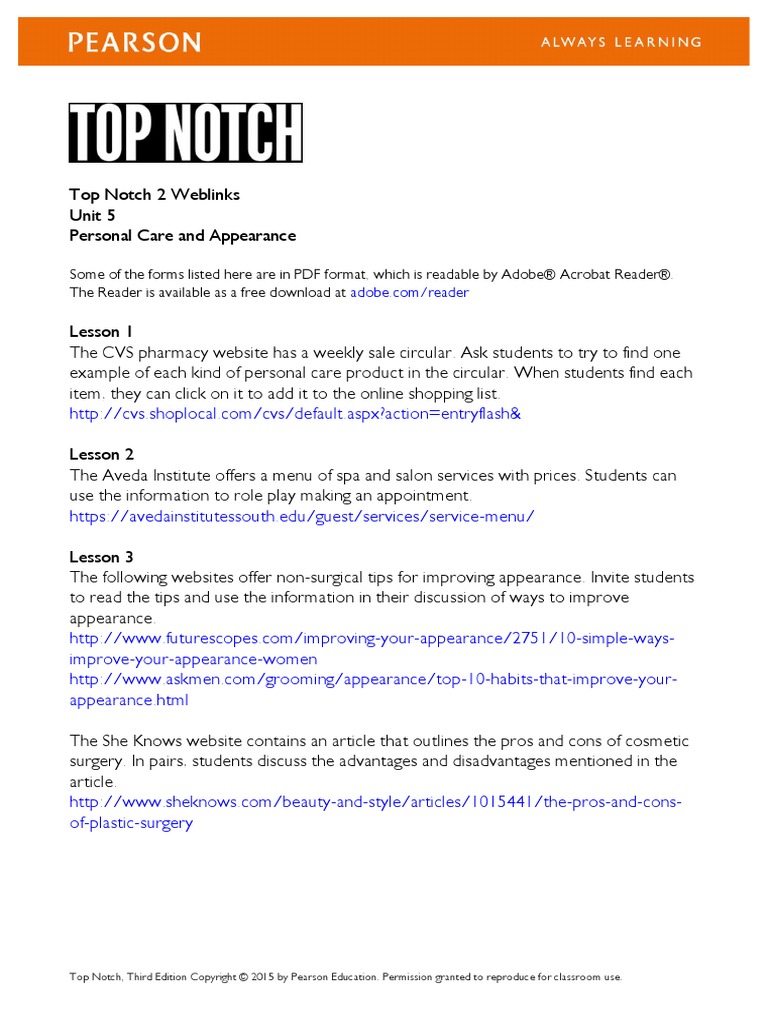 Top Notch 2 links Unit 5 PDF
