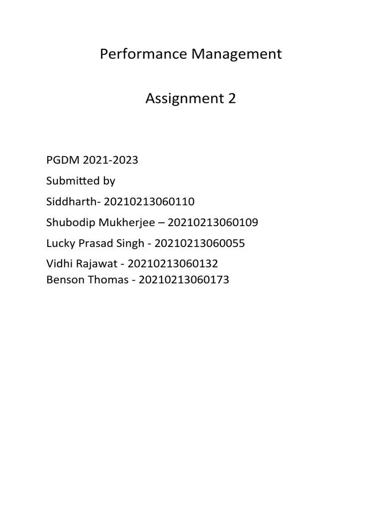 performance management assignment sample