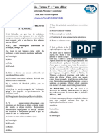 Avaliação de Filosofia e Sociologia para Turmas do 9° e 1° ano Militar