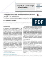 Transfusión Según Cifras de Hemoglobina o de Acuerdo Con Objetivos Terapéuticos