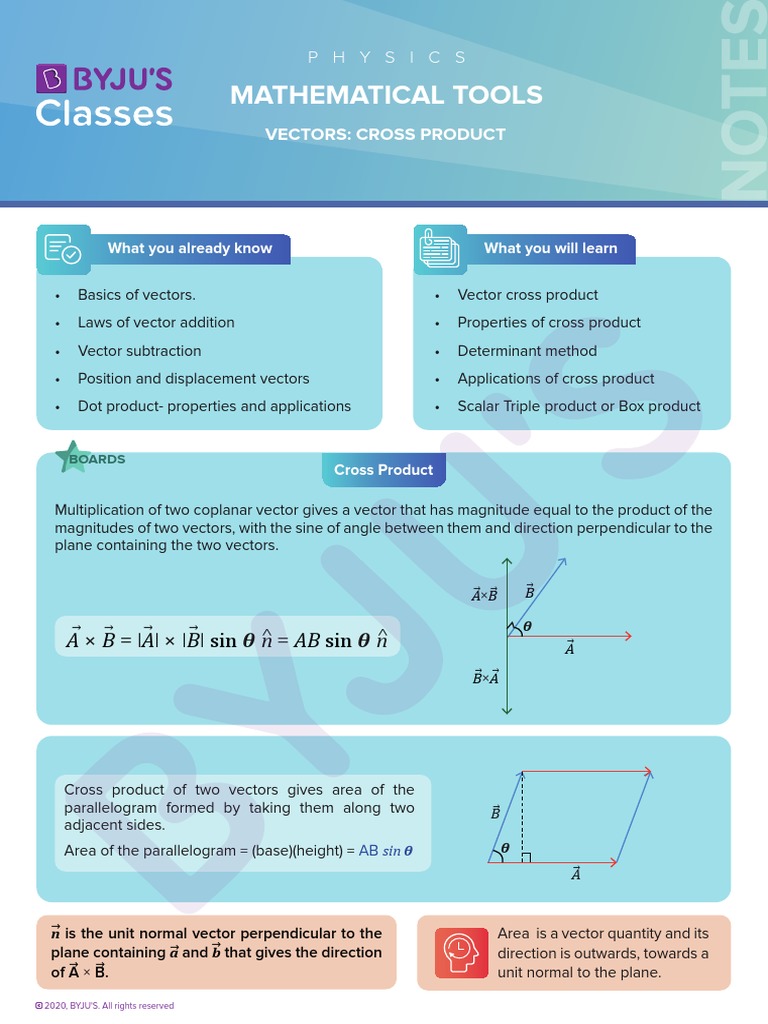 8.vectors - Cross Product | PDF | Euclidean Vector | Linear Algebra
