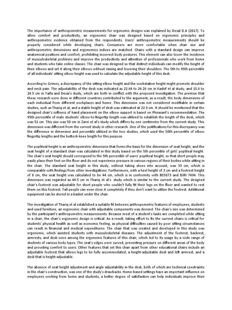 Ergonomic Chair Design for Students | PDF | Chair | Human Factors And ...