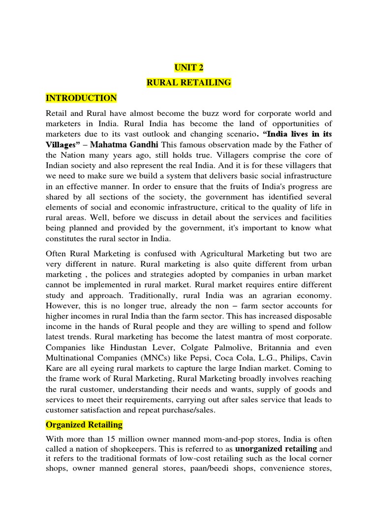 UNIT 2 Subject Notes | PDF | Retail | Marketing