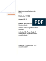 Actividad de Aprendizaje 1. Investigación Diagnóstica Sobre Mantenimiento