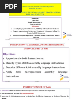 United States International University Africa Nairobi, Kenya Apt2022: Introduction To Assembly Programming Fall 2021 Semester