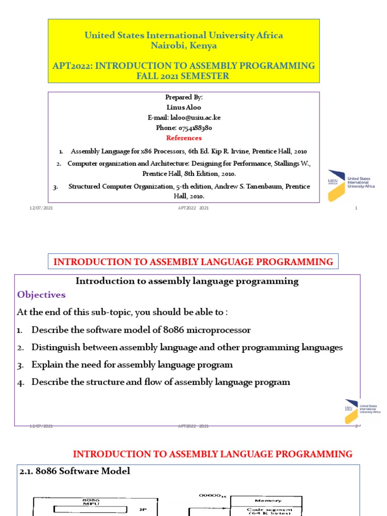 Assembly Programming Basics for 8086 | PDF | Assembly Language | Source ...