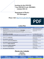 Instructions For The ONLINE B.Tech. 1 Year PHYSICS Lab. (PH19003) Autumn 2021-22 Department of Physics IIT Kharagpur Please Visit