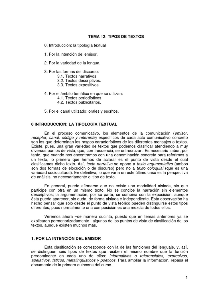 Clasificación de Textos y Formas Narrativas | PDF | Artes del Lenguaje ...