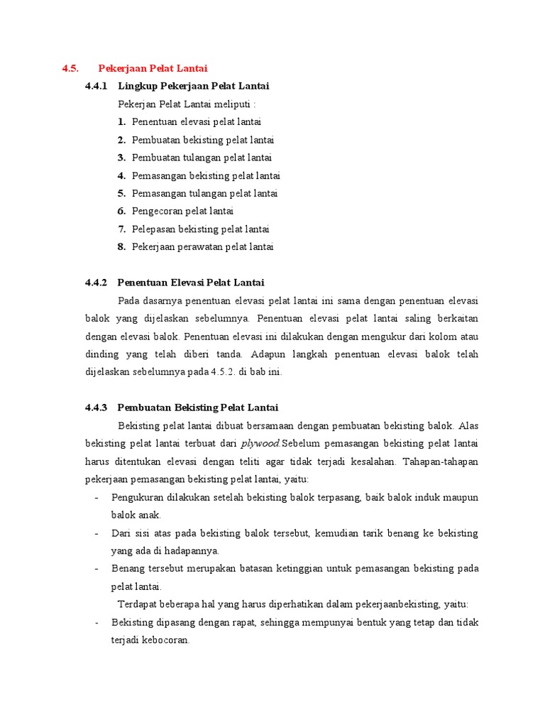 Pekerjaan Pelat Lantai | PDF