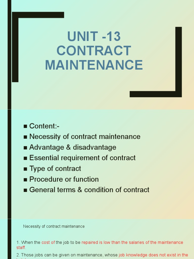 Contract Maintenance Essentials Guide | PDF | Employment | Economies