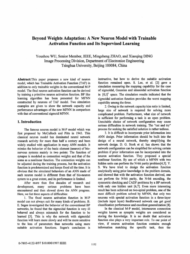 Beyond Weights Adaptation A New Neuron Model With Trainable Activation