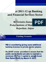 Budget 2011-12 On Banking and Financial Services Sector