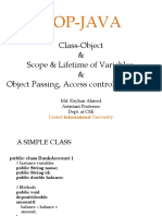 Oop-Java: Class-Object & Scope & Lifetime of Variables & Object Passing, Access Control, Static, This