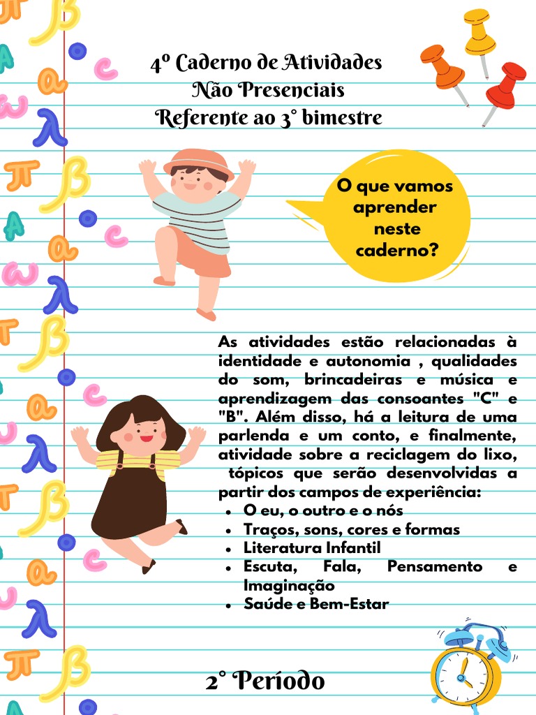 Caderno de Atividades Do 1° Período Da Educação Infantil Escola ...