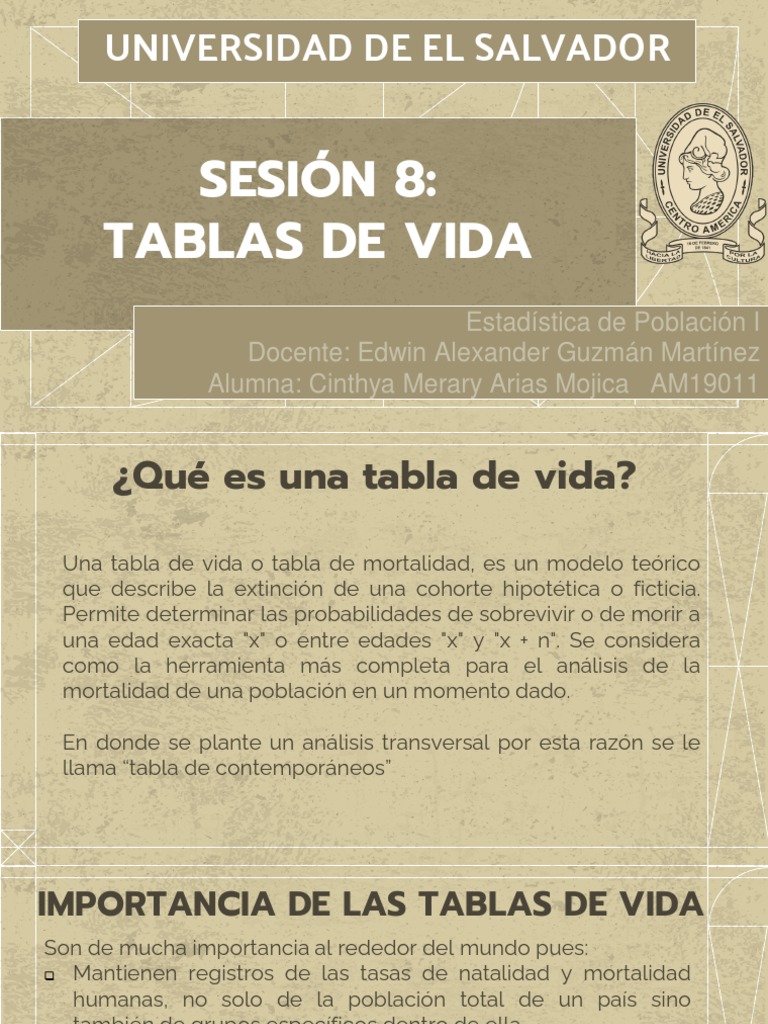 Tablas de Vida PDF Tasa de mortalidad Esperanza de vida